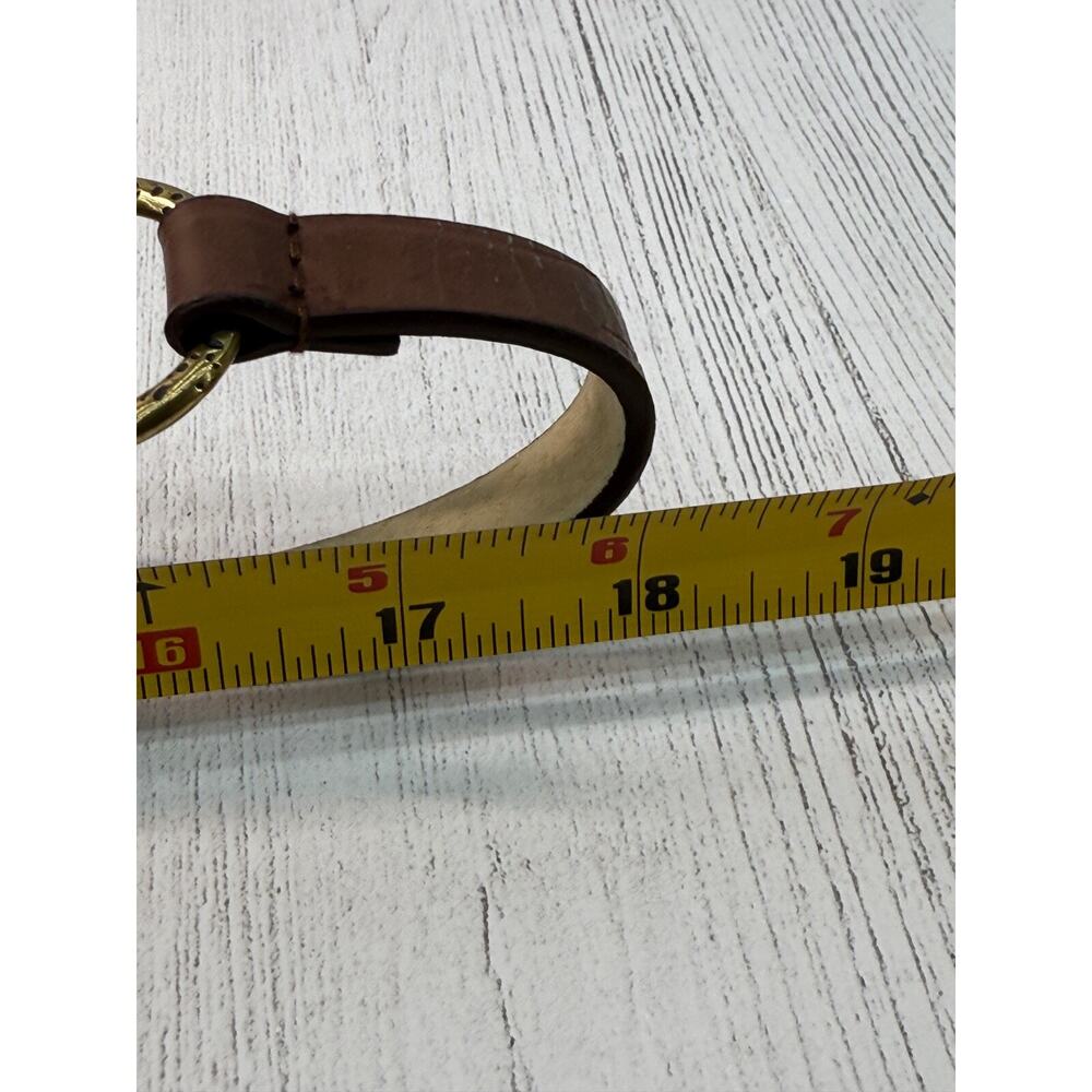Chico's Hammered Brass Brown Leather Adjustable Belt Artsy Boho Small Medium - Picture 9 of 14